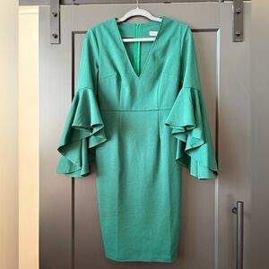 VfEmage Green Ruffle Sleeve Dress